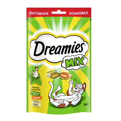 Dreamies лакомство для взрослых кошек курица и мята 140 г