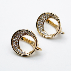 Ювелирные швензы с позолотой, фианиты, размер 16*13,5 мм, цена за пару