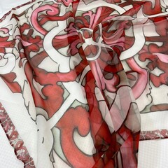 Платок шёлковый принт майолика DG бордовый 83*83 арт.П06