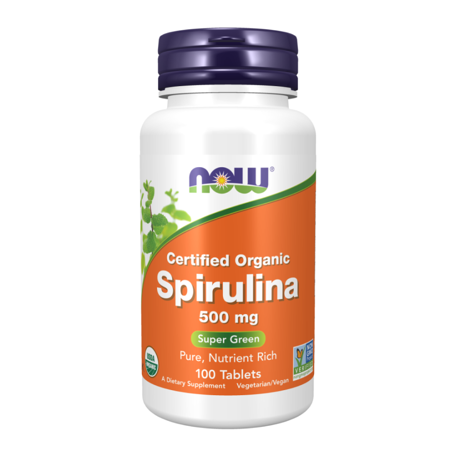 Органическая спирулина, Spirulina, Now Foods, 100 таблеток