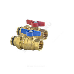 Комплект шаровых кранов латунь R859K Ду 25 Ру28 ВР/"американка" полнопроходной бабочка Giacomini R859KY007