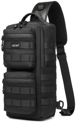 Картинка рюкзак однолямочный Ozuko 9661 black - 1