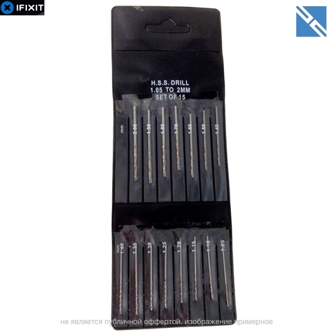 Сверла iFixit Precision Drill Bits мелкие в наборе 15 шт от 1,05 мм до 2 мм