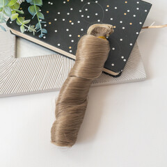 Волосы для кукол, трессы кудри-локоны, пепельный беж, 15 см*1 метр, набор 2 шт.