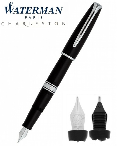 Ручка перьевая Waterman Charleston Ebony Black CT, F (S0701030)