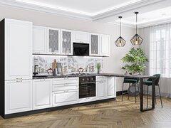 Прямая модульная кухня Ницца-02 Белый - Graphite 2140*3300*600