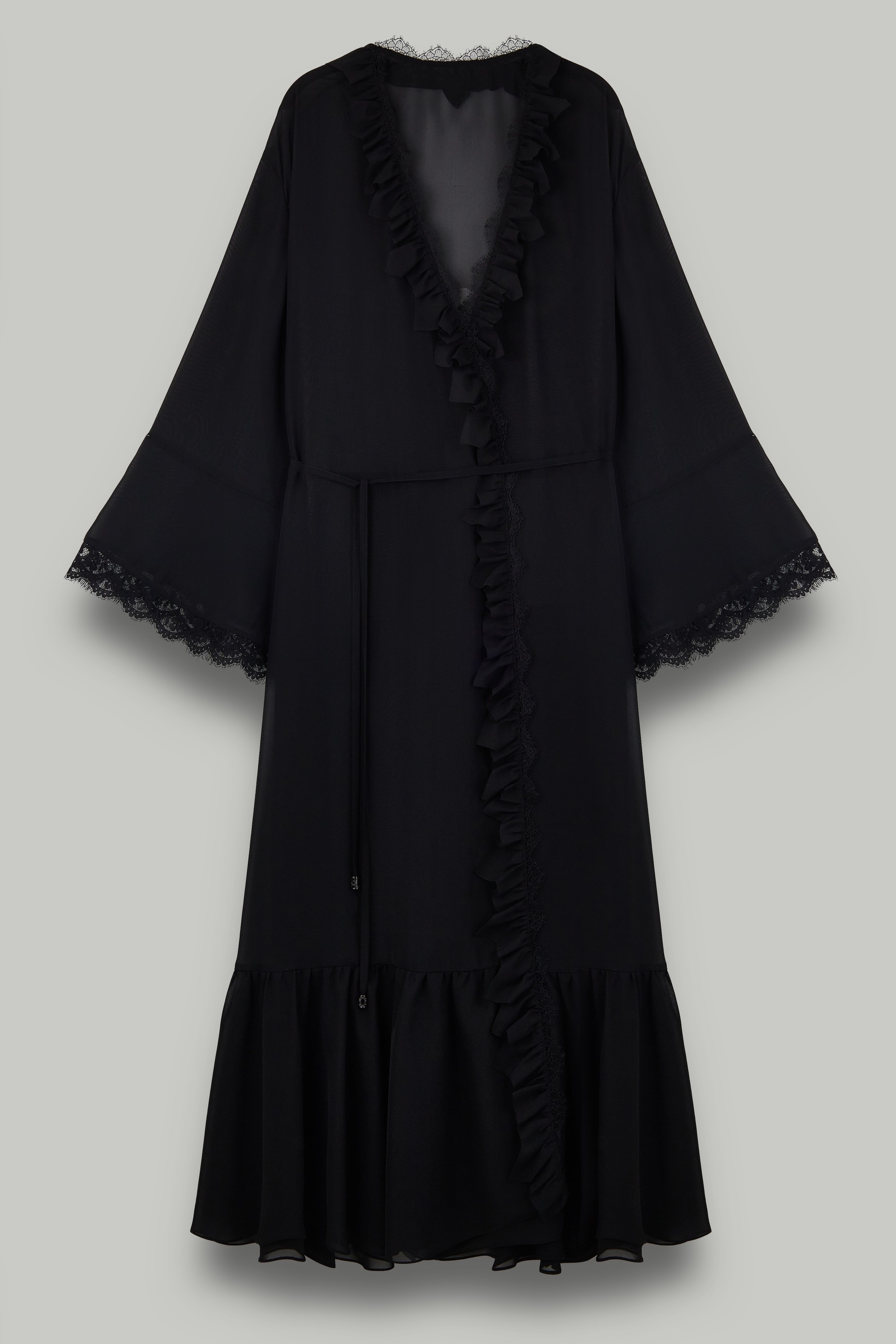 Накидка из шифона с кружевом, черный