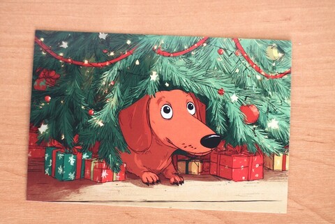 Такса под елкой