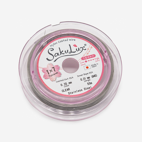 Японский ювелирный тросик SakuLux 7 диаметр 0,35мм, цвет "Сталь"
