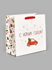 Пакет подарочный S квадрат, «Веселого Нового года», 22*22*11 см (Д*В*Ш), 1 шт.