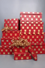 Коробка одиночная, Прямоугольник, НГ Золотые подарки, 37*29*16 см