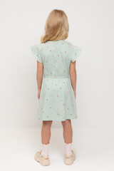 платье  для девочки  КР 5792/дымчатый нефрит,мини розочки
