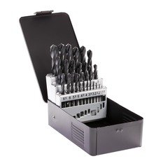 Набор сверл по металлу 1-13мм 25шт DIN338 HSS-R 118° (мет. кейс) Terrax by Ruko A205211
