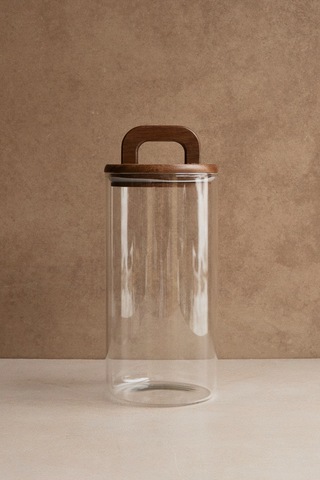 Банка для хранения стеклянная с крышкой из акации Hanle, 1,4 л