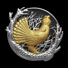 Силиконовый молд Глухарь (медальон) № 0483