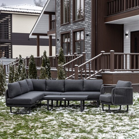 Лаунж-зона ROYAL FAMILY ADRIAN с угловым диваном из алюминия