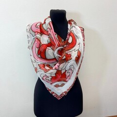 Платок шёлковый принт майолика DG бордовый 83*83 арт.П06