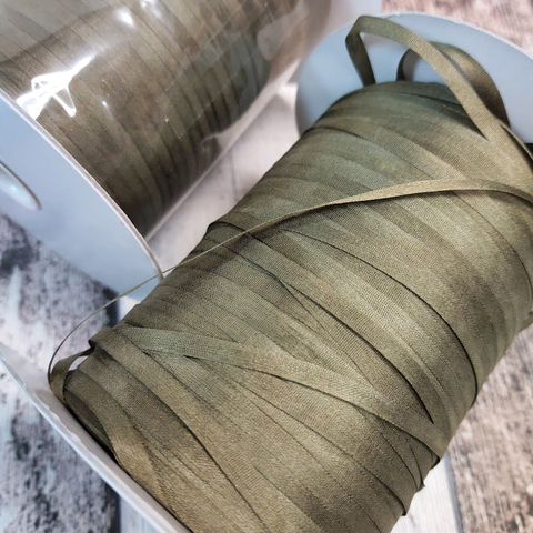 Ленточный шелк 100% HASEGAWA 450 оливковый меланж