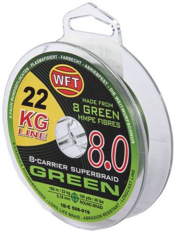 Леска плетёная WFT KG x8 Green 150 м, 0.16 мм