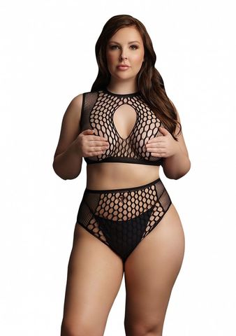 Эротический комплект Duo Net Key-Hole Bra Set - Shots Media BV Le Desir DES027BLKOSX