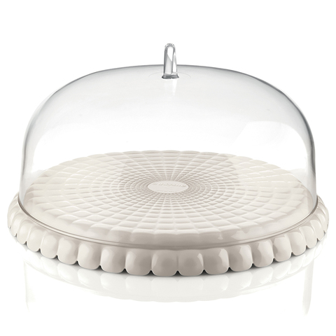 Блюдо сервировочное 30см Guzzini Tiffany молочно-белое с крышкой