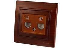 MIRA 701 0505 143 Розетка компьютер+телеф. махагон