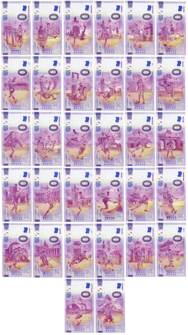 Набор из 32 банкнот 0 Евро 2022 "Чемпионат мира по Футболу в Катаре"