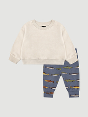 Комплект Mjölk Свитшот Beige/Штанишки Рыбы