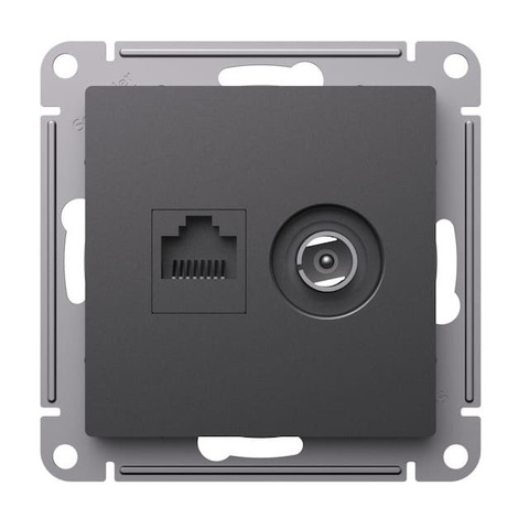 Розетка двойная комп+TV, RJ45+TV, кат.5е. Цвет Базальт. Schneider Electric AtlasDesign. ATN001489