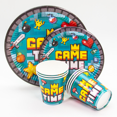 Тарелки бумажные, Game Time, Пиксели, 18 см, 6 шт.