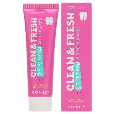 Consly Clean&Fresh Toothpaste Паста зубная гелевая для защиты дёсен и зубов с экстрактом шалфея, берёзы и провитамином B5