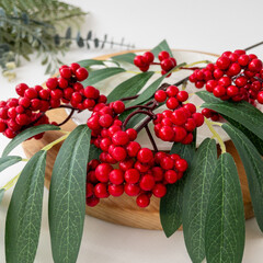 №2 Ягоды рябины на ветке, цвет красный, 53 см, набор 2 ветка.