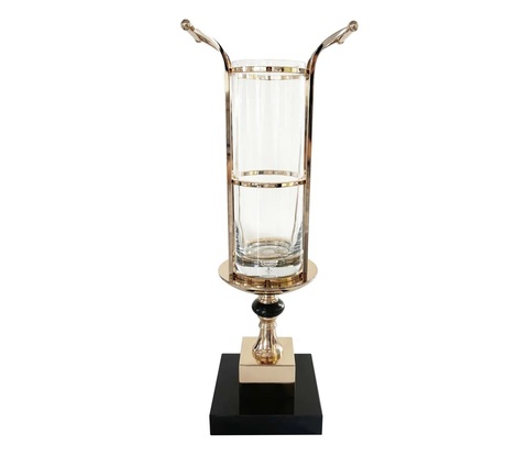 Ваза стеклянная Cote Noire Gold Urn на подставке из черного мрамора с золотым декором