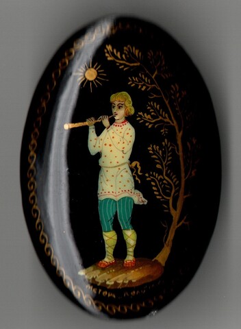 Винтажная брошь авторская Мстёра - Папье-маше - Ручная роспись - Лель