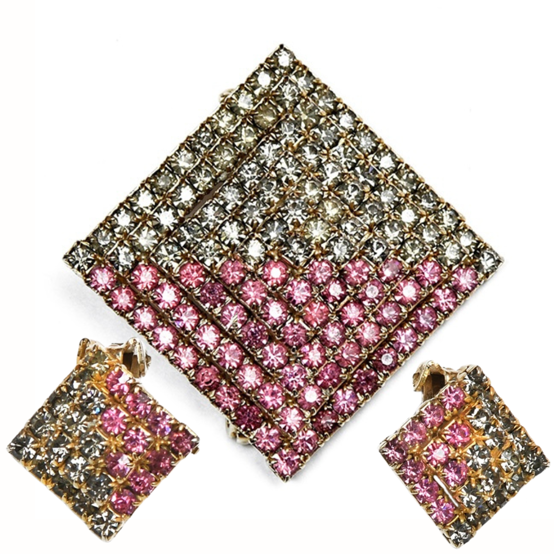 Винтажный комплект Weiss — брошь и клипсы, 1960-е