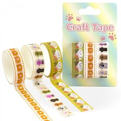 
          Декоративная клейкая лента Alingar 1,5 см х 2 м, 3шт, "Лапки котика", асcорти, европодвес