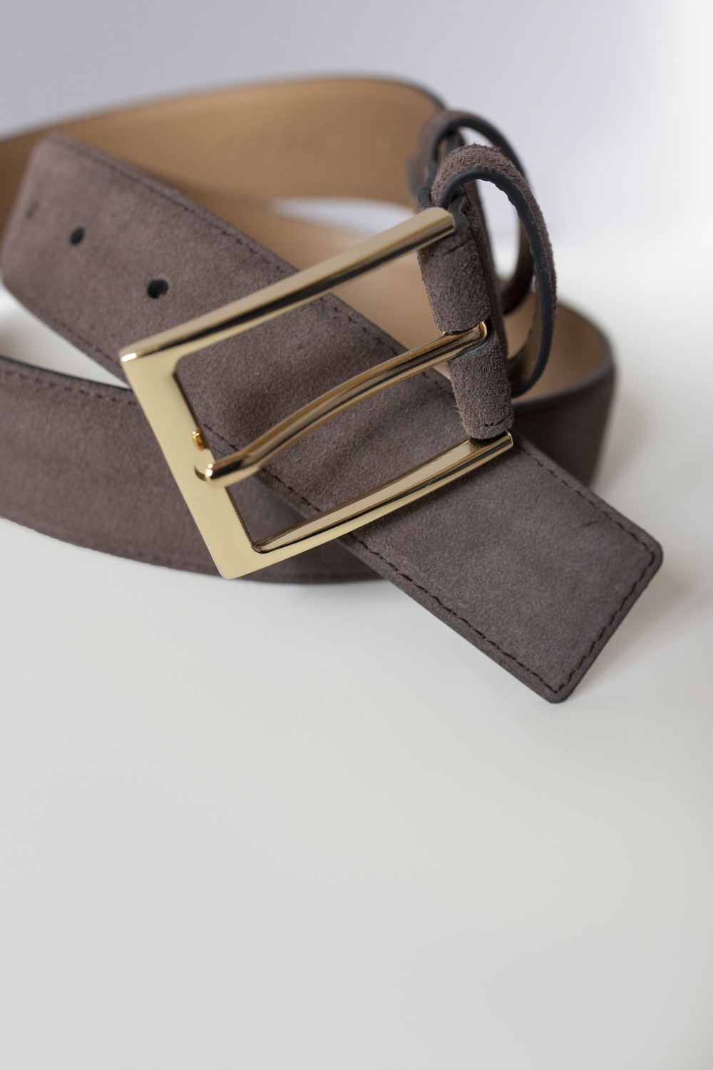 Классический ремень из замши, 35 мм; коричневый