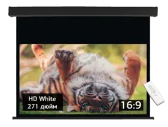 Экран S'OK SMBK-600x338HD-ED120 271'' настенно-потолочный, моторизованный, Fiberglass, черный корпус