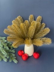 Еловая ветка, еловые лапки, рождественский декор, цвет под античное золото, 1 лапка 30 см, набор 20 шт.