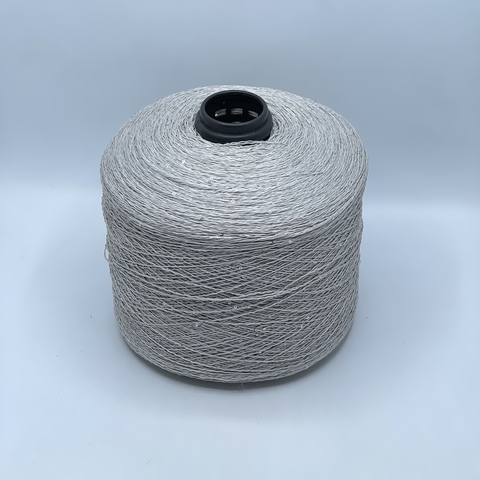 Бобинная пряжа, Linette Pailletes, 450м, 80% Лен, 20% Полиэстер(пайетка), Светло-серый+пайетка. 39427