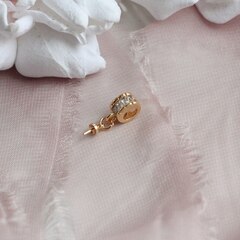 Бейл, держатель для кулона с фианитами и пином, 9*5 мм, позолота, 10 штук, Б027
