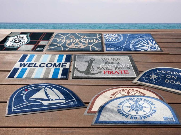 Tapis antidérapant WELCOME ON BOARD Demi-lune Marron