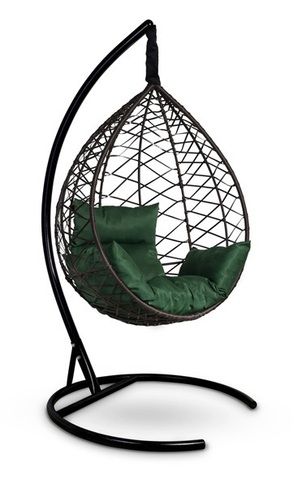 Подвесное кресло-кокон ALICANTE коричневое, зеленая подушка (Laura Outdoor)