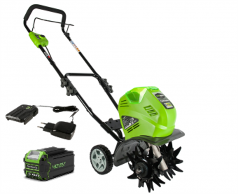 Аккумуляторный культиватор Greenworks G40TLK4,27087VB, 40v, АКБ 4 А·ч и ЗУ