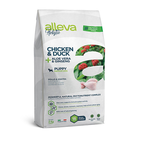 Сухой корм Alleva Holistic Puppy/Junior Chicken&Duck, для щенков средних пород, курица/утка 2кг