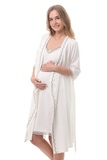Комплект для беременных и кормящих с халатом и сорочкой 10651 кремовый