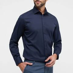 Сорочка мужская Eterna Modern Fit 8817-X18K-19 из твила тёмно-синяя