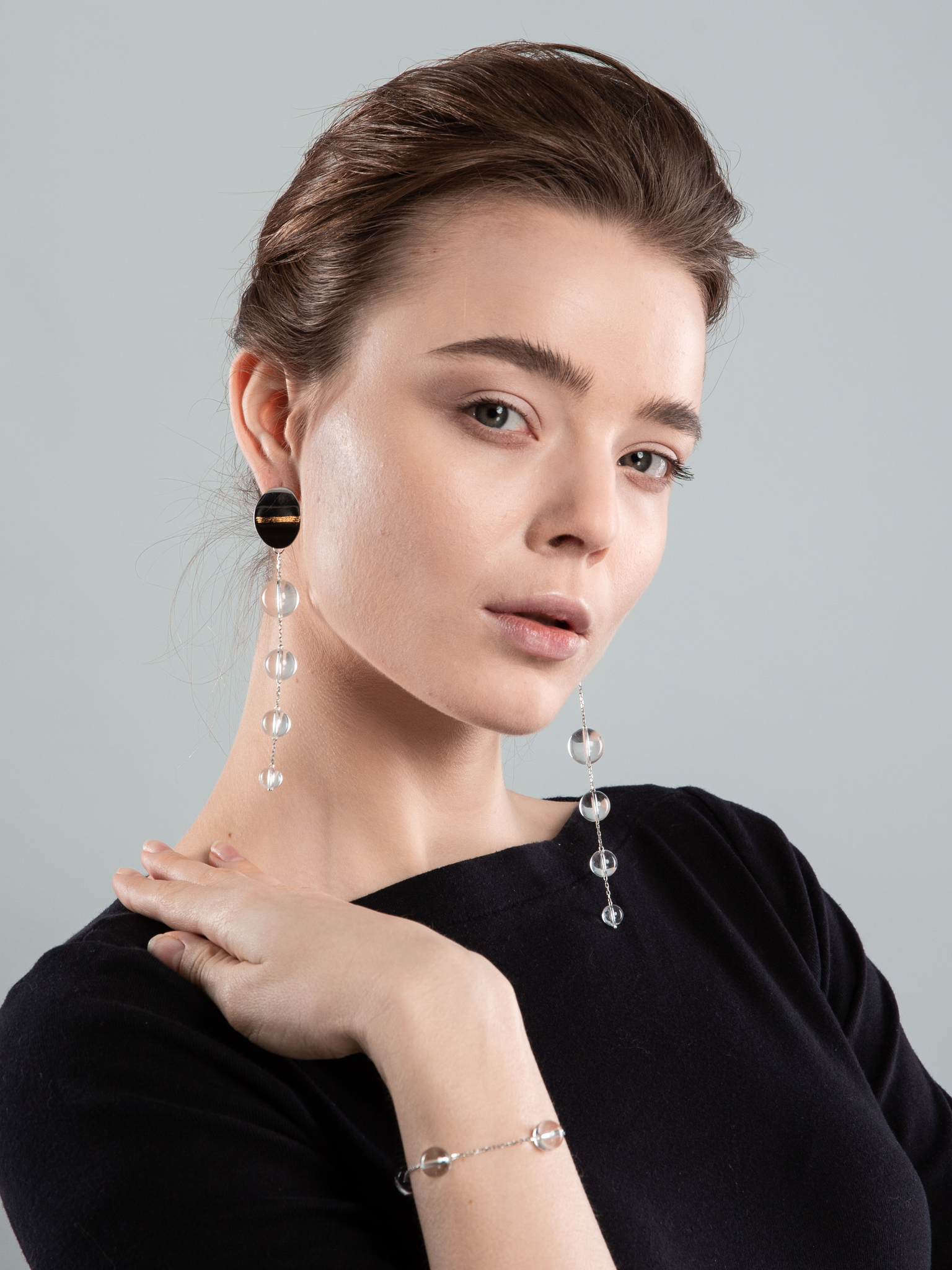 Серьги из горного хрусталя