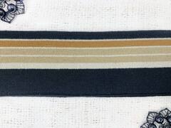 Подвязы трикотажные, ш. 6,8 см, L 120 см, чёрный с бежевым