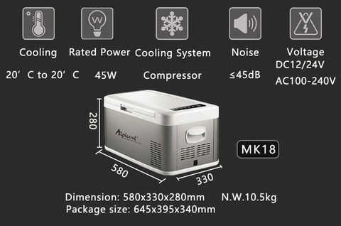 Компрессорный автохолодильник Alpicool MK18 (18 л.) 12-24-220В